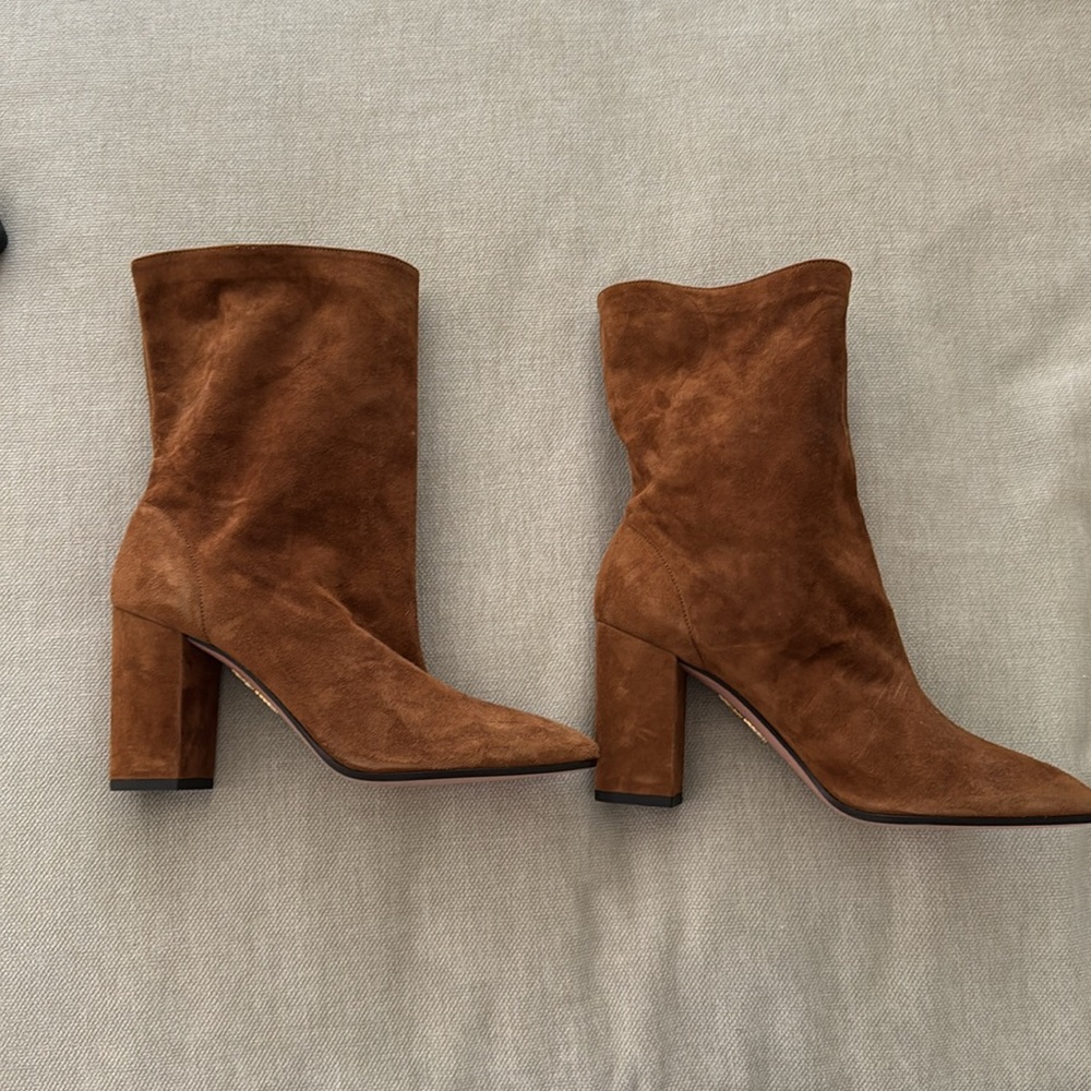NEW Aquazzara Brown Tan Suede mid-calf slouch Boots 39